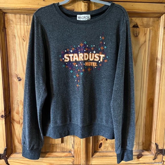 Wildfox charcoal gray graphic Stardust Motel sweatshirt. SZ.XL. NWT - Picture 5 of 8